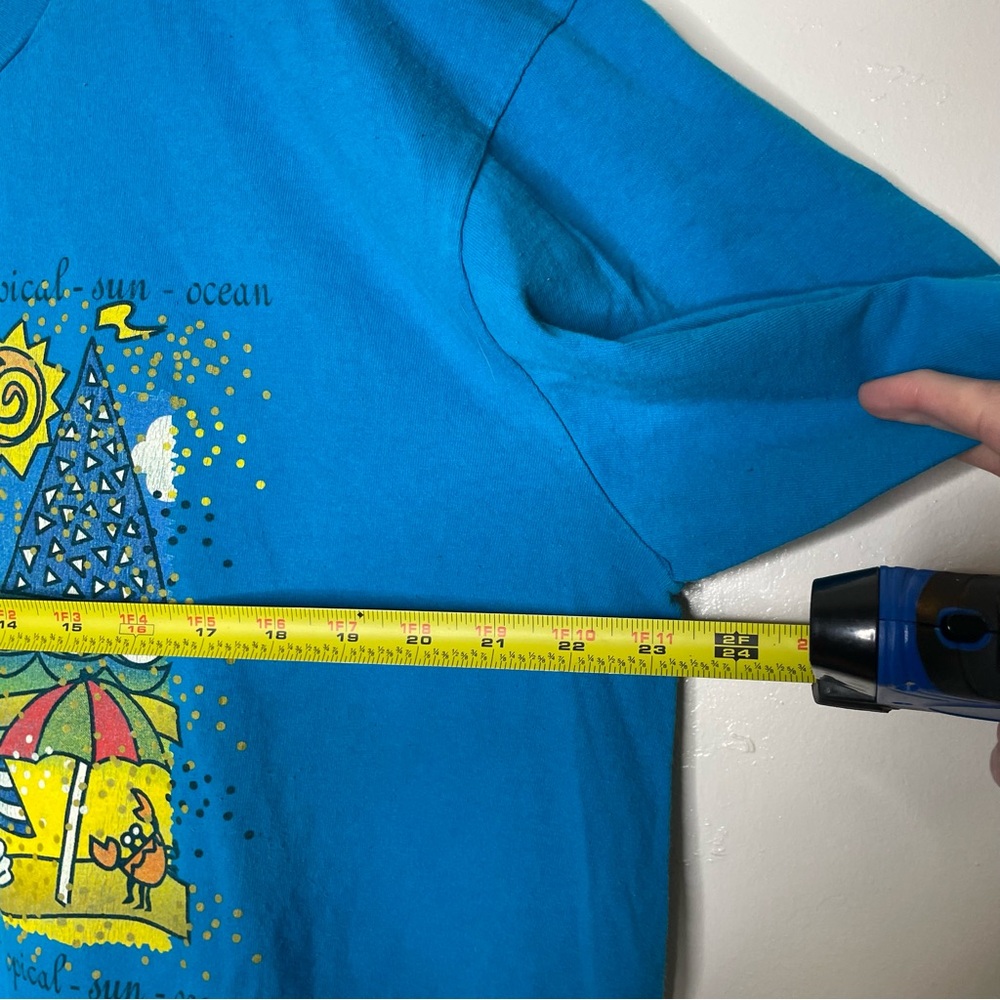 VINTAGE 90s RETRO CARNIVAL CRUISE BEACHY TURQUOISE BLUE T SHIRT SZ XXL - Picture 3 of 6